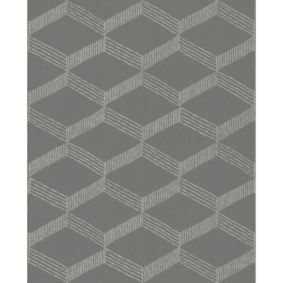 Gray and White Palisades Paperweave Wallpaper
