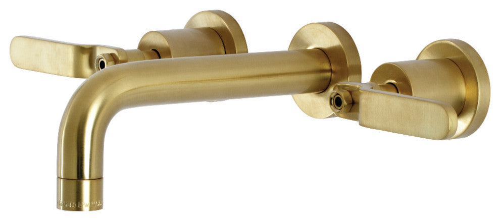 Kingston Brass KS8127KL Two-Handle Wall Mount Bathroom Faucet, Brushed Brass