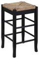 Benzara BM274267 Counter Stool With Wood Frame, Handwoven Rush Seat, Black
