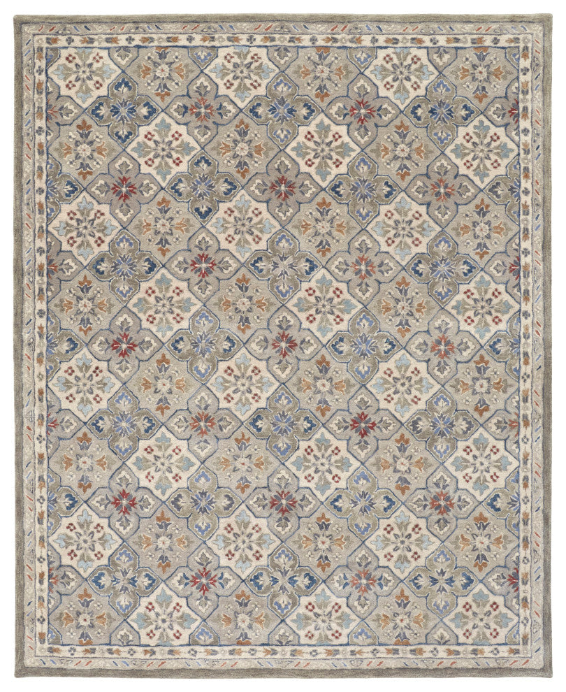 Weave & Wander Mattias Persian Fog Gray/Blue/Red Rug, 10' X 14'
