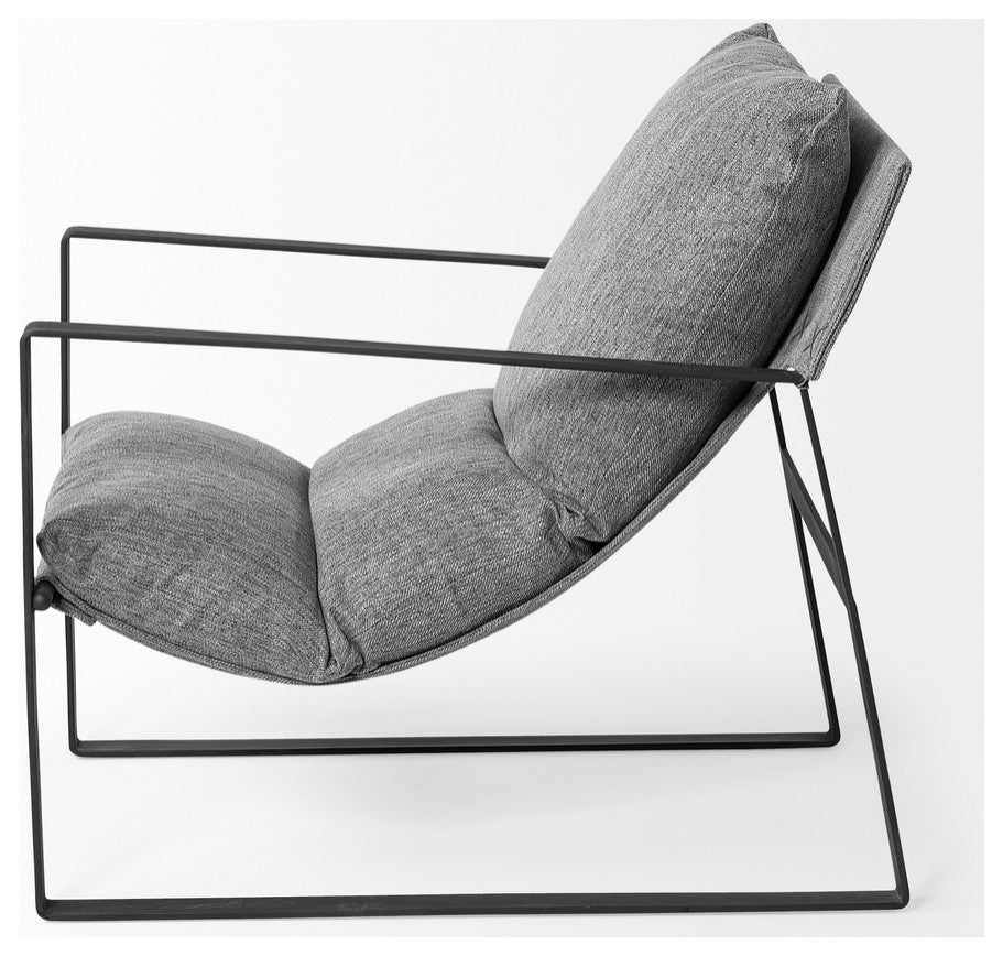 Stone Gray And Black Metal Sling Chair