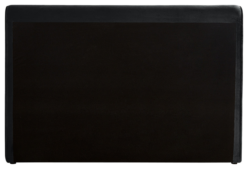 Sloan Black Velvet Full Bed, Black, Full