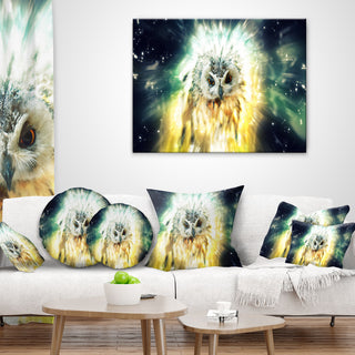 Owl Over Colorful Abstract Image Animal Throw Pillow, 16"x16"