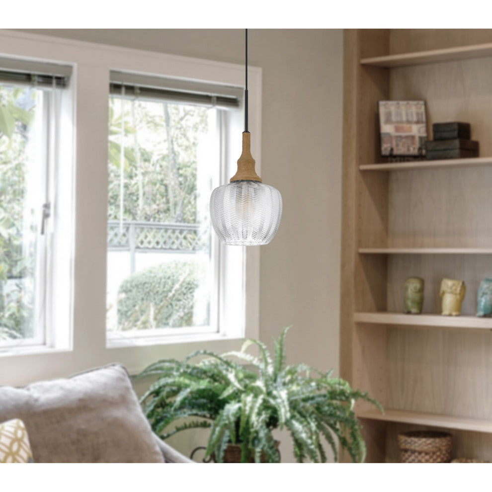 Monroe 1 Light 21" Height Clear Glass Pendant