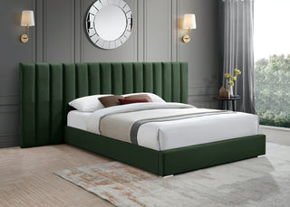 Pablo Velvet Upholstered Bed, Green, Queen