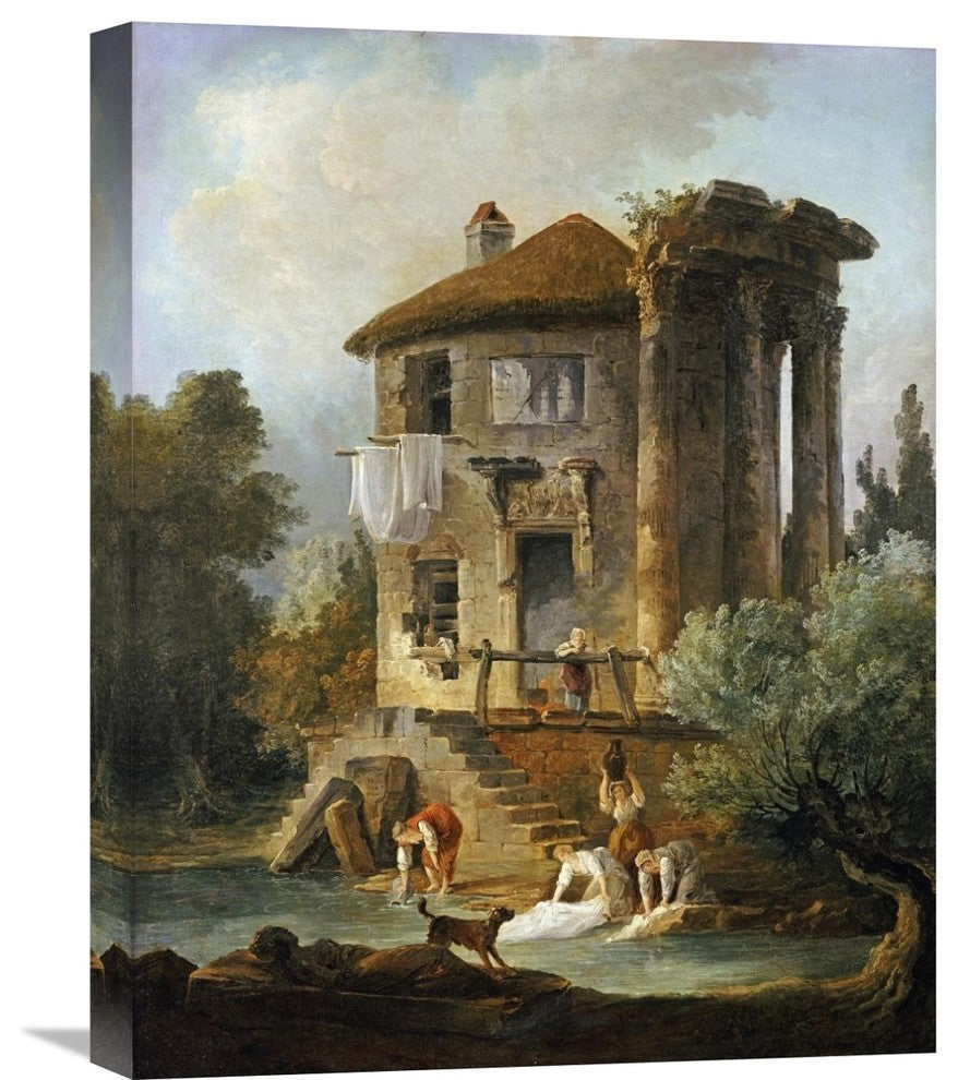 "Washerwomen Outside The Temple of The Sibyl, Tivoli" Artwork, 17" x 22"