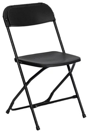 10 Pack Folding Chair, Coated Metal Frame With Plastic Seat & Open Back, Black