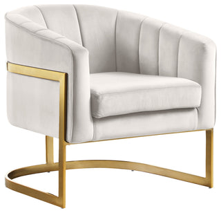 Carter Velvet Upholstered Accent Chair, Cream