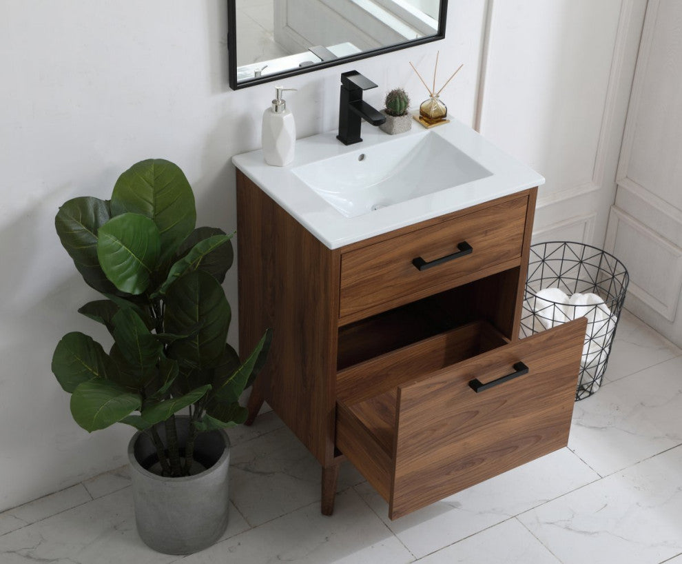 Beatrice 24" Bathroom Vanity, Walnut Brown