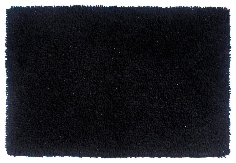 Shaggy Lux Bath Rug Bath Rugs Set, 24x36 Rectangle, Black