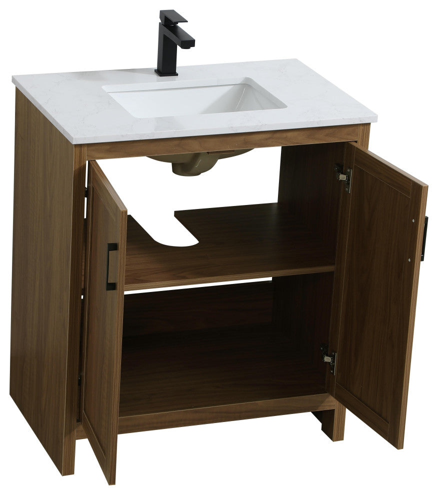 Home Living 30" Single Bathroom Vanity, Walnut Brown