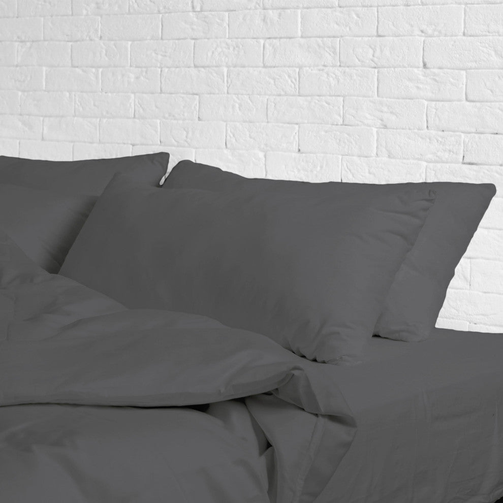 Egyptian Cotton/Bamboo Feel, 4-Piece Sheet Set, Grey, Queen
