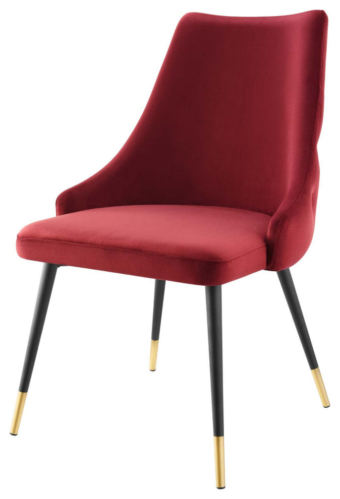 Tufted Side Dining Chair, Velvet, Red, Modern, Bistro Restaurant Hospitality