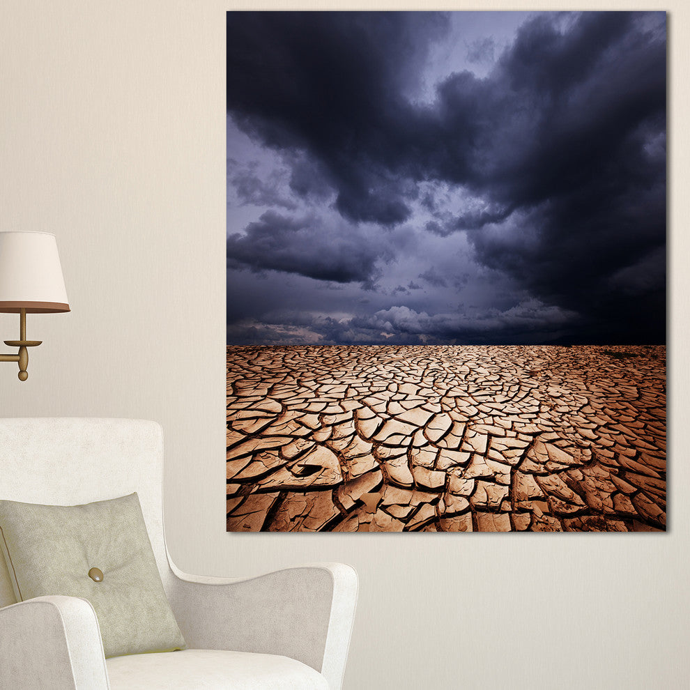 Dramatic Cloudy Sky over Drought Land, Landscape Canvas Art, 30"x40"