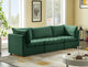 Jacob Velvet Upholstered 3-Piece Modular Sofa, Green