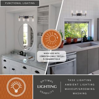 Warren 4 Light Vanity Light Matte Black and Brushed Brass