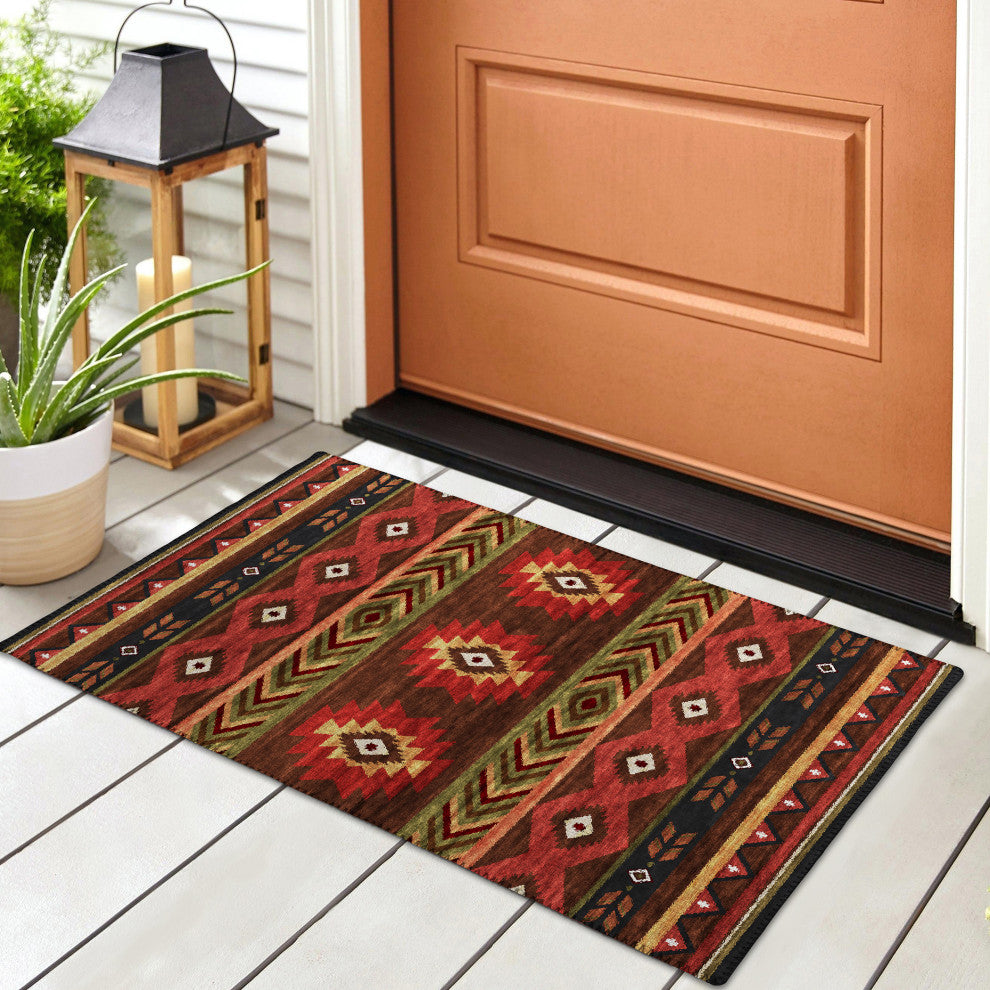 Indoor/Outdoor Phoenix PH3 Chocolate Machine Washable 1'8" x 2'6" Rug
