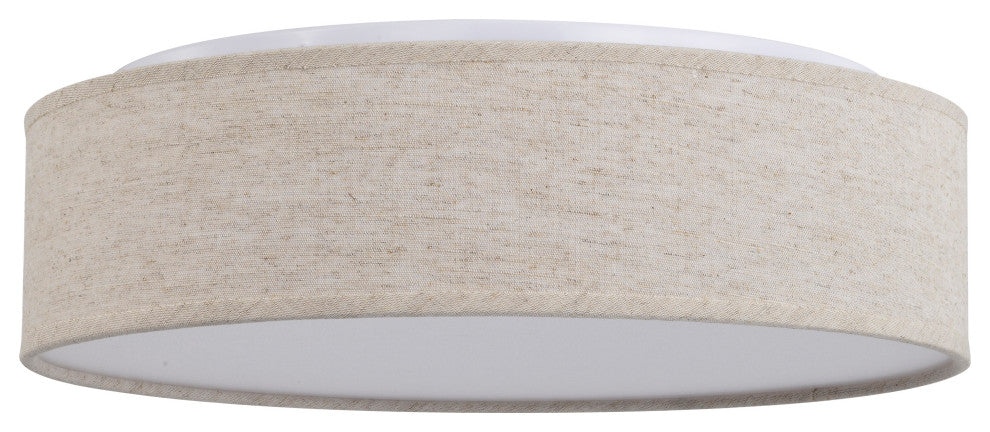 Nuvo 1-Light 15" LED Beige Fabric Flush Mount