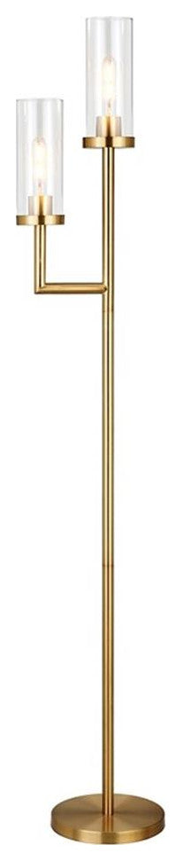 Henn&Hart 11" Brass Metal/Glass Floor Lamp