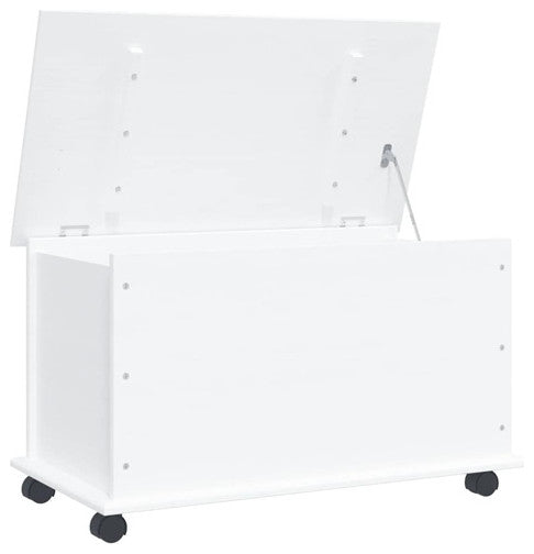 vidaXL Storage Chest Storage Trunk Toy Box with Wheels ALTA Solid Wood Pine, White, 1 Pcs