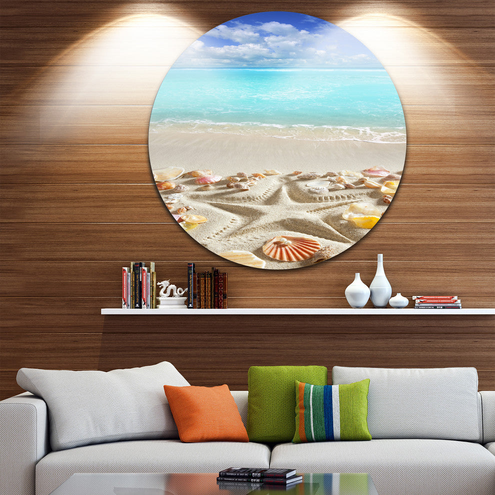 Caribbean Sea Starfish, Beach And Shore Round Wall Art, 11"