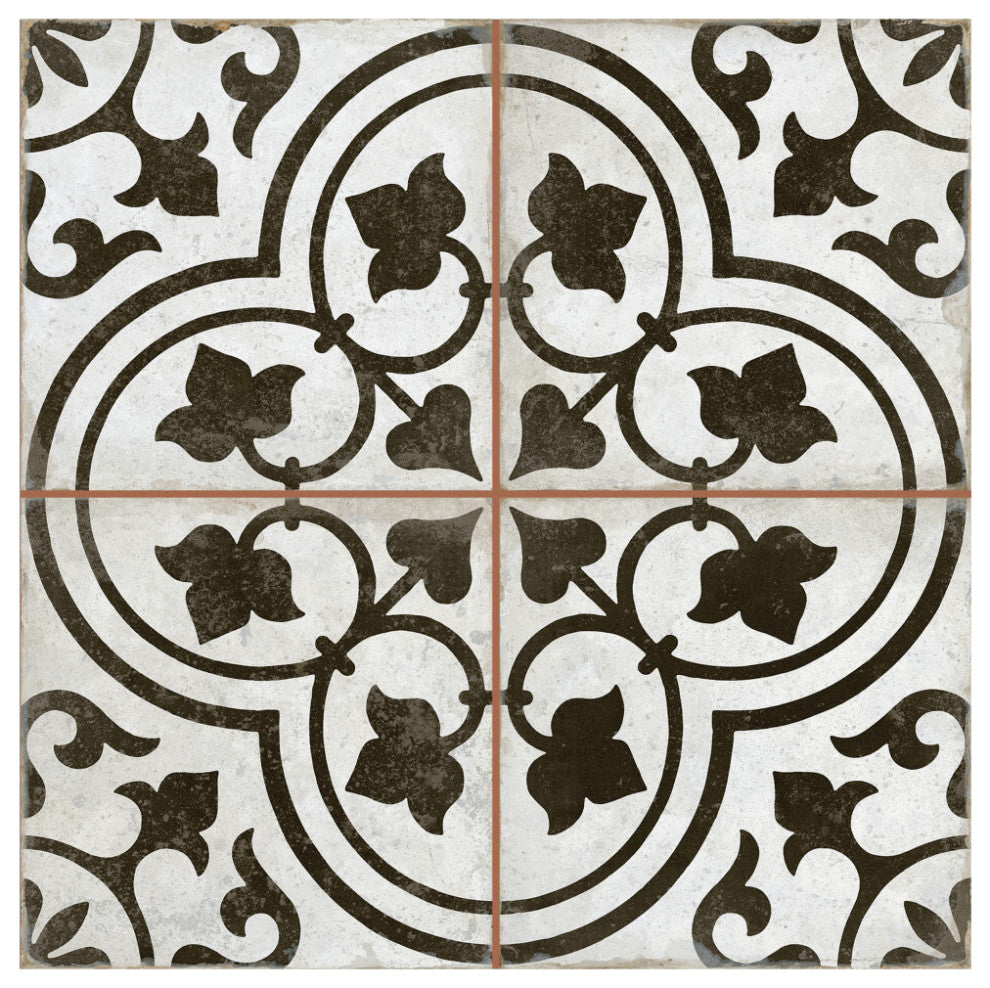 Kings Ornate Nero Ceramic Floor and Wall Tile Sample