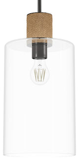 Vanning Noble Bronze and Natural Sisal Rope With Clear Glass 1 Light Pendant