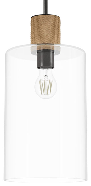 Vanning Noble Bronze and Natural Sisal Rope With Clear Glass 1 Light Pendant