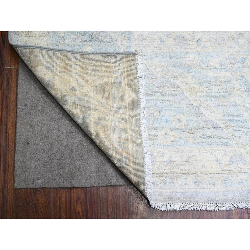 Gray Washed Out Peshawar Wool Hand Knotted Oversized Oriental Rug, 11'9"x14'4"