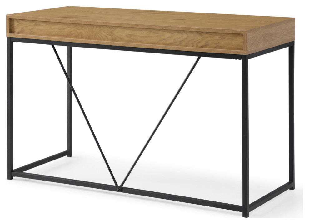 Loft Lyfe Marielle Desk, 2 Storage Drawers, Natural/Black
