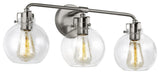 Clara 3-Light Vanity, Satin Nickel