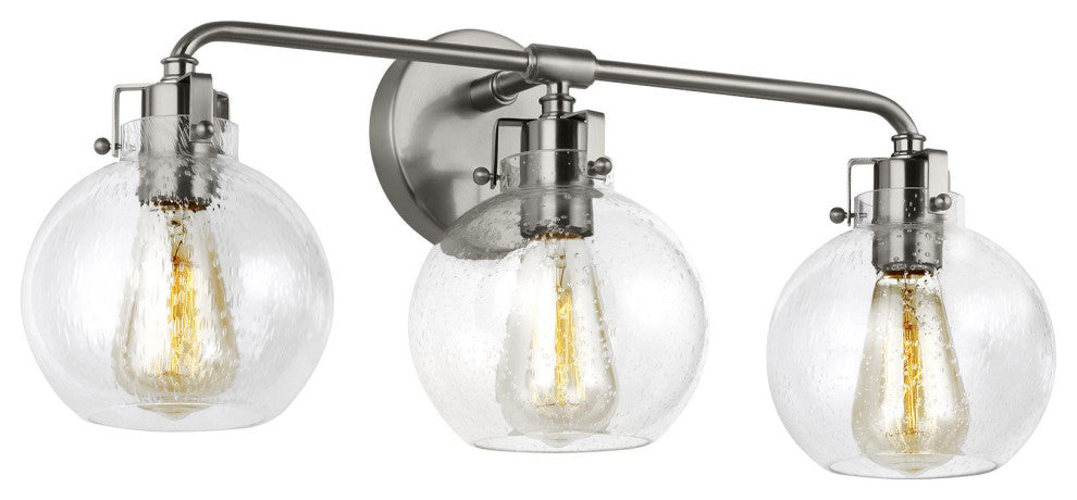Clara 3-Light Vanity, Satin Nickel