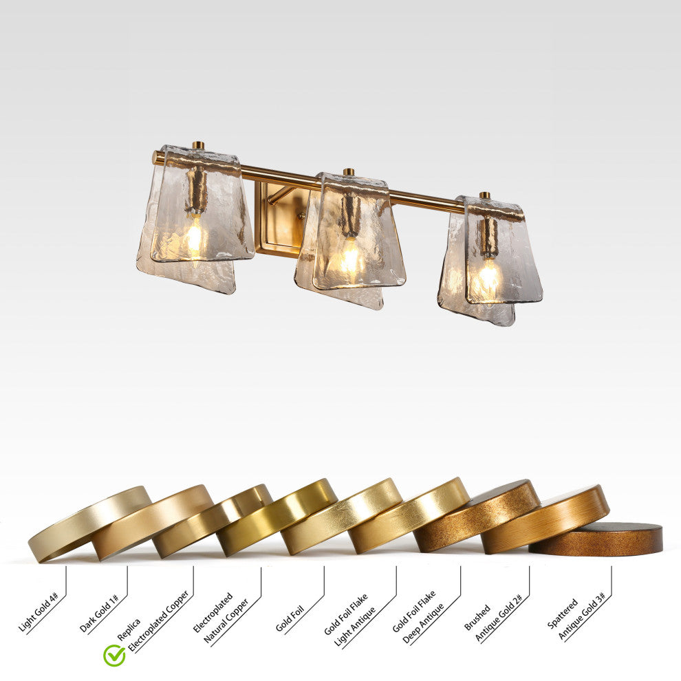 LNC Afmean 3-Light 24"W Modern Smoked-Gray Bathroom Vanity Light