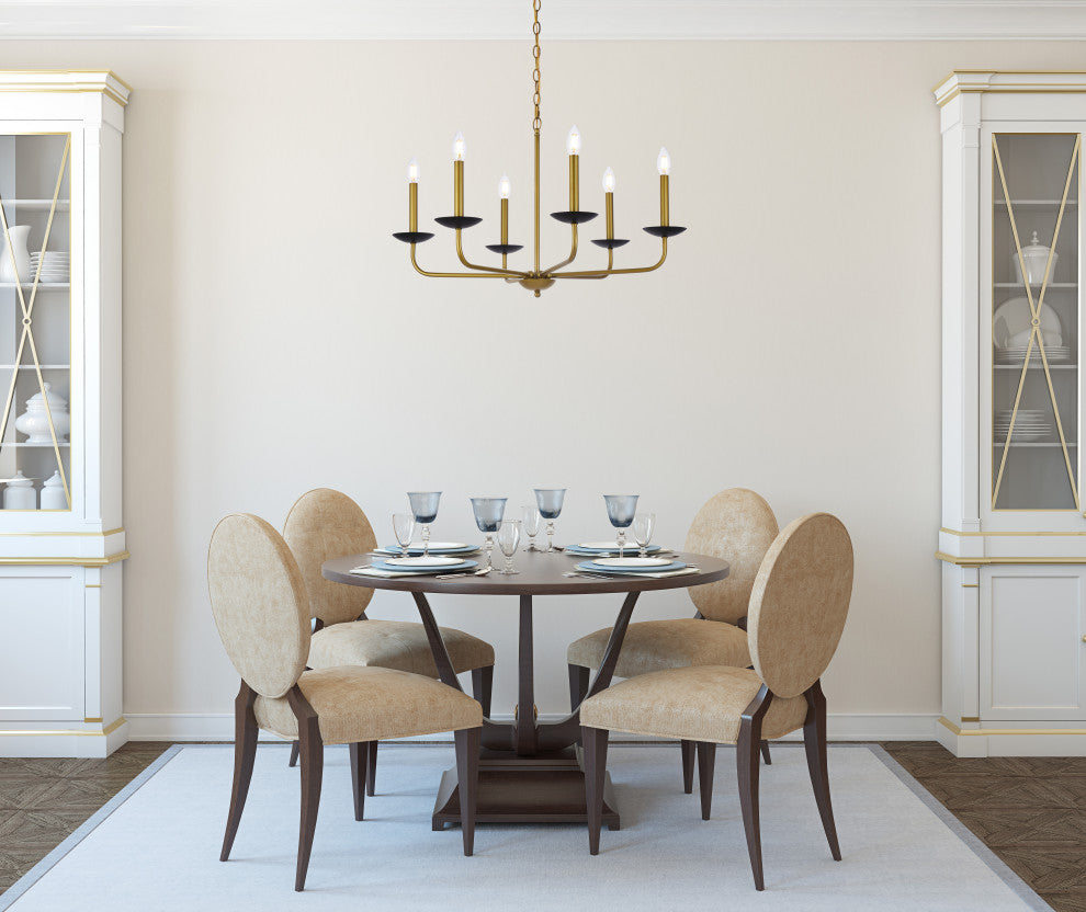 Chloe 30" Pendant, Black and Brass