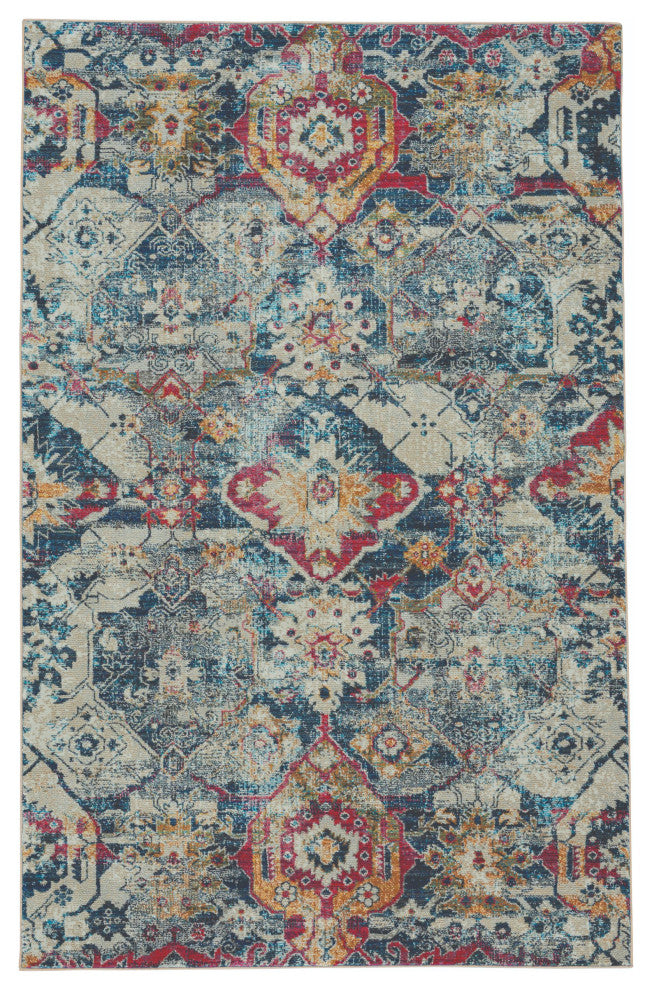 Benz-Adana Runner Machine Woven Rug, Navy, 3'x9'10"