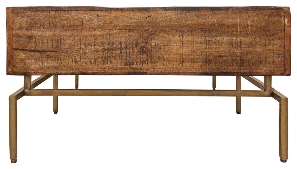 Goldbust Cocktail Table 6 Drawer on a Brass Finished Metal Stand