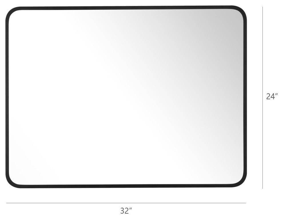 Rounded Rectangular Metal Framed Bathroom Vanity Mirror, 24"x32"