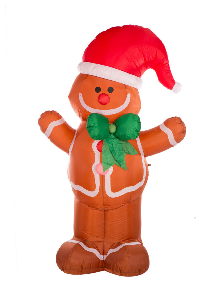 8' Lighted Inflatable Gingerbread Man Decor