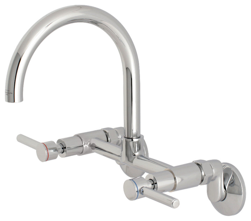 Kingston Brass Two-Handle Wall Mount Kitchen Faucet, Polished Chrome