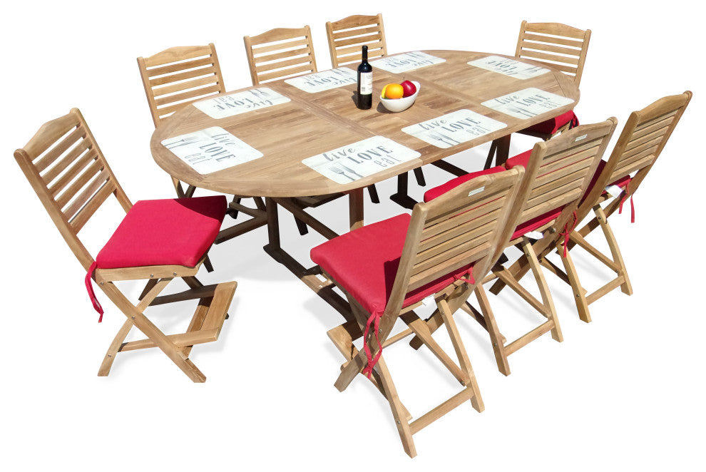 Teak Extra Wide 95x51" Oval Counter Extension Table, Seats 8