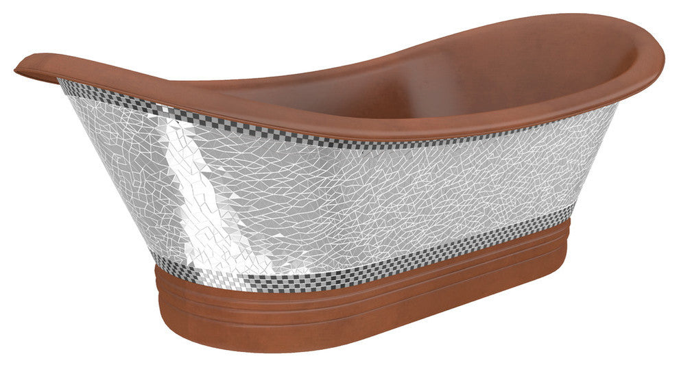Banten 68" Handmade Copper Double Slipper Flatbottom Non-Whirlpool Bathtub
