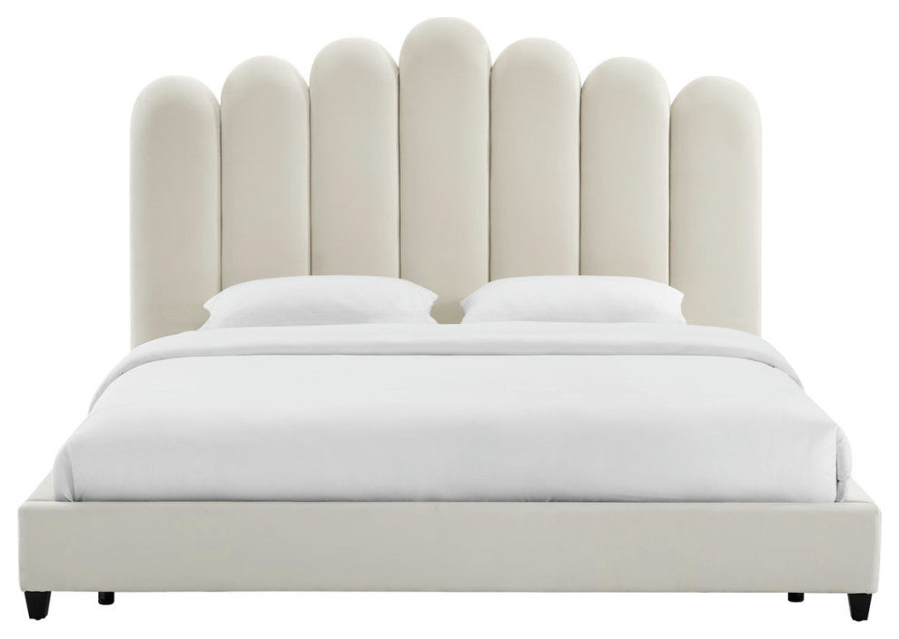 TOV Furniture Celine Cream Velvet Bed in King