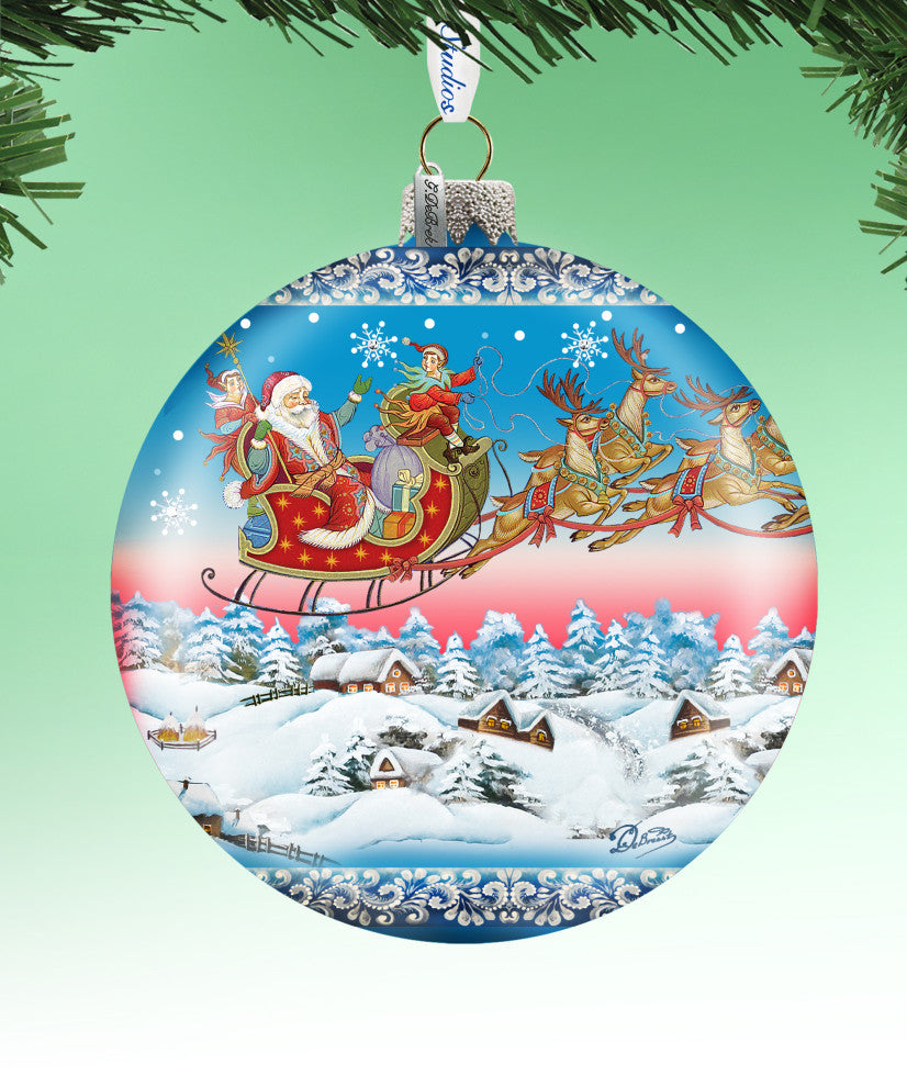 Hand Painted Scenic Glass Ornament Up Away Ball, Limited Edition