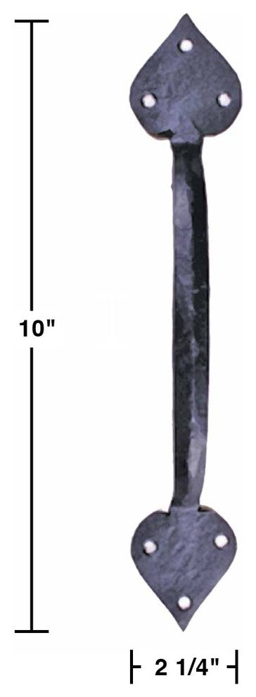 Heart Door Pull Black Wrought Iron 10"H |