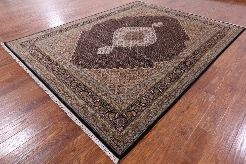 Wool and Silk Persian Tabriz Hand-Knotted Rug 7' 11" X 10' 0"- Q6052