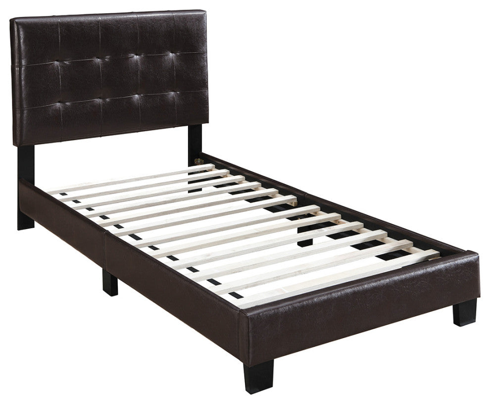 Faux Leather Upholstered Bed, Black, Full