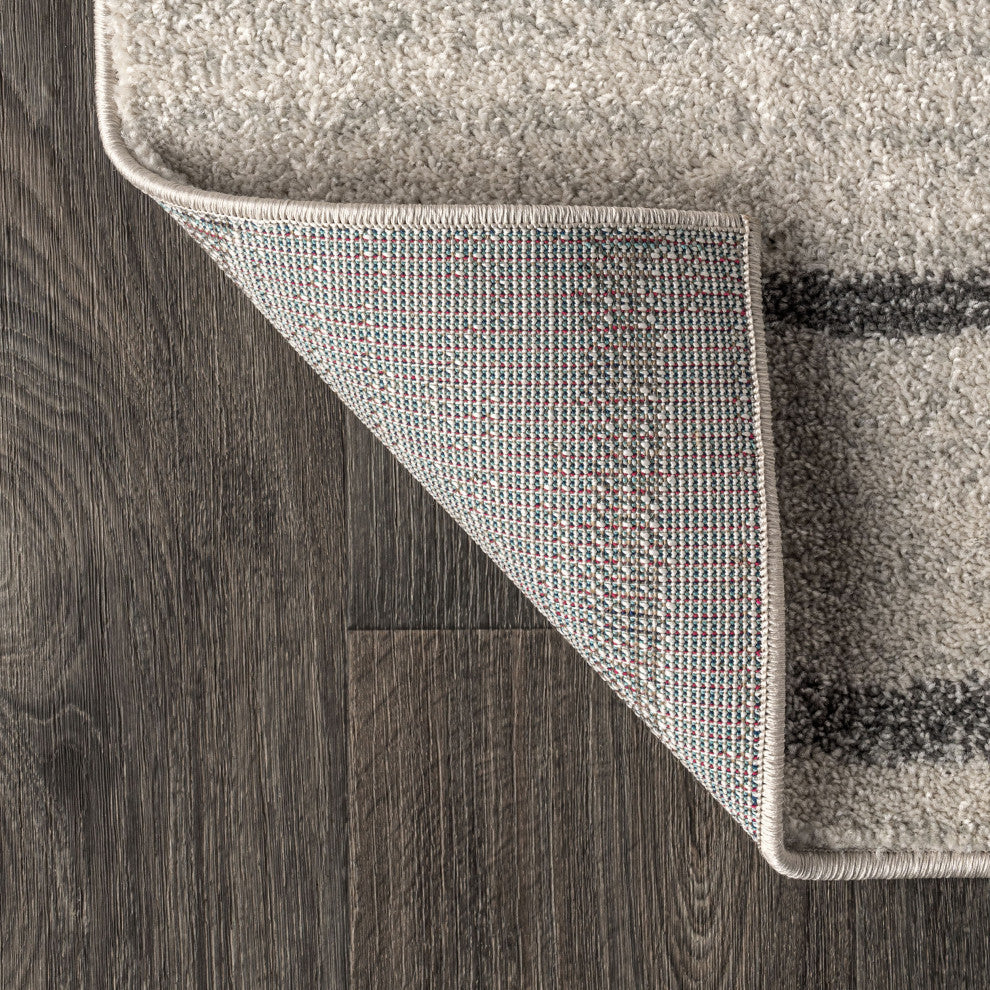 Williamsburg Minimalist Stripe Rug, Cream/Gray, 2 X 8