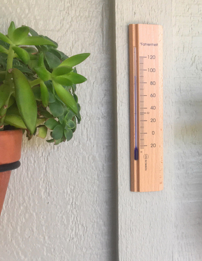 Wall Thermometer Beech Wood 7.8 inch, Natural Finish