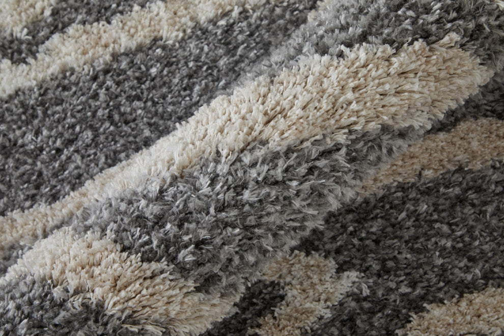 Weave & Wander Caide Contemporary Gray/White Rug, 5'x8'
