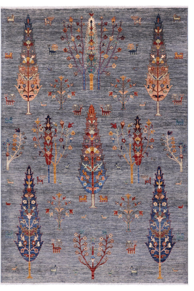 Persian Gabbeh Tribal Hand Knotted Wool Rug 5' 7" X 8' 1" Q9972